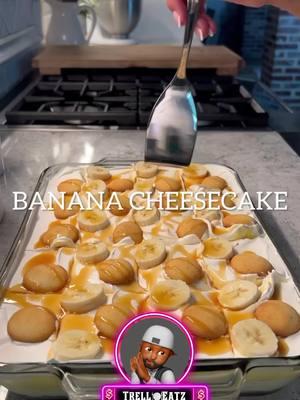 Banana Cheesecake Delight! 🍌✨ Looking for the perfect no-bake dessert? @britscookin has you covered with this creamy, dreamy Banana Cheesecake Delight! Layered with rich flavors and topped with sweet garnishes, it’s a treat you won’t want to miss! 🛒 Ingredients: Crust: 11 oz box vanilla wafers ¼ cup brown sugar 1 ½ sticks salted butter 🧈 Pudding: 2 (3.4 oz) boxes vanilla pudding 3 cups cold milk 🥛 ½ tsp rum extract (optional) Garnish: Nilla wafers Fresh bananas 🍌 Caramel 🍯 Nuts 🥜 Filling: 1 container no-bake cheesecake 4 fresh bananas 🍌 8 oz Cool Whip 👩‍🍳 Directions: 1️⃣ Prepare the crust by mixing vanilla wafers, brown sugar, and melted butter. Press it into a 13x9 dish and chill for 10 minutes. 2️⃣ Add the no-bake cheesecake filling and sliced bananas on top. 3️⃣ Prepare the pudding (thick consistency) and spread it over the bananas. 4️⃣ Top with Cool Whip and garnish with wafers, bananas, caramel, and nuts. Follow @britscookin for more delicious recipes, and don’t forget to tag @foodlovers_network and @TrellEatz when you recreate this masterpiece! 🍴 #BananaCheesecake #NoBakeDessert #foodlover_network #TrellEatz #DessertGoals #SweetTooth #foodporn #cooking #yummy #howto #Recipe #explorepage #explore