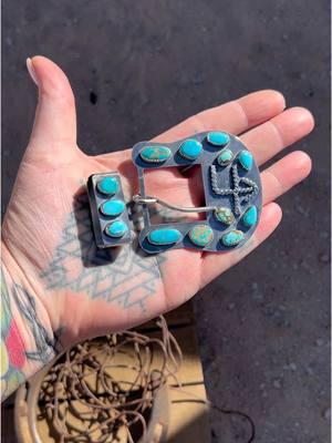 Mixed Mine Buckle Banger for @Hannah Burlbaw ⚒️ #handmadebuckles #turquoisejewelry #silversmith #familybrand #bangers #habdmade