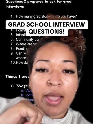 Questions to ask during your grad school interviews! #gradschoolinterview #highered #phdprograms #phdstudent #academicweapon #gradschooltips #productivitytips 