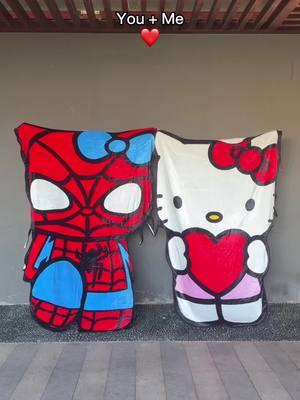 hello kitty and spider man shape blanket😍🎀🕸️#sanrio #sanriocore #spiderman #hellokittyandfriends #hellokitty #fyp #hellokittylover #hellokitty😻 #hellokittycheck #hellokittygirl #sanriogirl #giftideas #matching #ValentinesDay #couple 