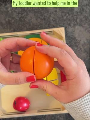 POV: When you end up liking your little's toy more than they do 🍊🥝 🔪 #MelissaAndDoug #chefskiss #foodtoys #woodenfruit #fruittoys #kitchentoys #pretendplayset #finemotorskills #handeyecoordination #countingskills