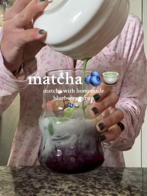 truly nothing like it! i think im gonna make cherry or blackberry next!!🫐🍵✨#matchalatte #matcha#matchalover #matchatok #blueberrysyrup #blueberrymatcha 