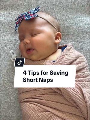 Short naps are the WORST! 😩 The crap nap stage can be so frustrating. You’re second guessing if baby got enough rest AND when they should take their next nap… Here are some tips for short naps: ⏰ Give baby some time: Give them 15-30 minutes to see if they’ll fall back asleep on their own. If they are awake and happy, you can totally let them hang out in their crib for a little.  😴 Help them continue the nap: If baby isn’t going back to sleep on their own, see if some intervention helps. This might be the case if baby hasn’t learned independent sleep initiation quite yet. You can finish out with a contact nap or you can attempt to transfer again. If 15 minutes pass and they don’t go back to sleep, you can end the nap there. 🎉 Show them when naptime is supposed to end: Our goal is for naps to be 1-3 hours…When nap time is over or when they wake back up, open the curtains and start their awake time happy and excited. Over time, this will show that nap time was meant to last a little longer. ✂️ Split the difference to determine the time for their next nap: “Splitting the difference” is a technique you can use if baby takes a too-short nap. You’ll split the time you let them hang out in the crib awake. So, if baby takes a 30 minute nap and you let them hang out for another 30 minutes (and they don’t go back to sleep), then split that time they were awake in bake. Count half toward nap, half toward your next wake window. This helps your schedule not get too far off track and helps prevent too much overtiredness from building up Did you know we have a FREE naps guide??  ✨ Access free sleep materials at thepeacefulsleeper.com/tiktok/ #naptime #shortnaps #babysleepconsultant #sleeplearning #sleeptraining #thepeacefulsleeper 