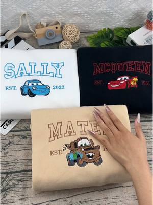 ⚡️🏎️Bringing Mater,McQueen and Sally’s journey to life, one stitch at a time!! 🏁 #lightningmcqueen #lightningmcqueen95 #mcqueencar #flashmcqueen #sallycars #mater #matercars #matercars2 #embroidery #trio #embroideredsweatshirt #embroideredhoodie #matchingoutfits #matchingsweatshirts #matchingcouple #outfitcouple #hoodie #embroiderysmallbusiness #BestFriends 