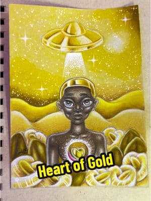 🚨New Art “ Heart of Gold” 💛 - I was once called an Alien 👽 🧐 They might be right… #art #drawing #community #artcommunity #coloredpencils #brushpens #2025 #arttok #artist 