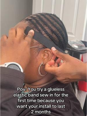 If you want your glueless closure sew in to last, I highy recommend using the elastic band method. It keeps your closure flat and also helps the closure to stay in place. January appointments available, February appointments out today @6pm. Link in bio.  #gluelessinstall #gluelessclosuresewin #closuresewin #closuresewinnyc #newyorksewins #nychairstylist #sewinsnewyork 