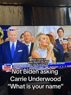 Everyone sang along with @Carrie Underwood after an audio malfunction and at the end Biden asked her “what is your name” how embarrassing #inaugurationday #donaldtrump #47thpresident #americathebeautiful #biden #embarrassing #carrieunderwood #trump2024🇺🇸 #inauguration #djt #trump #trumpsupporters #fyp #foryoupage #explore #washingtondc #donaldtrumpisyourpresident #presidentialinauguration 