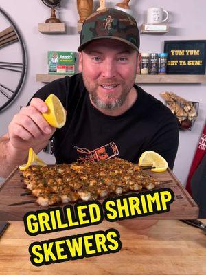 Some of the best grilled shrimp you’ll ever have, check it out! 🍢🔥🤤 #shrimp #skewers #danosseasoning #cookwithme #Recipe 