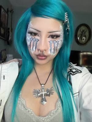 @Monster Energy #blue #bluehair #piercings #Eyeliner #eyemakeup #piercings #alternative #makeupartist #facepaint #makeuplook #makeup #monster #monsterenergydrink 