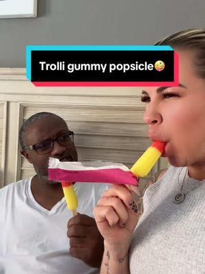 Weirdest texture.. I still don’t know how they did it.. it’s gummy and frozen🤣🤣 #trolli #icecream #popsicle #review #Foodie #prestons 