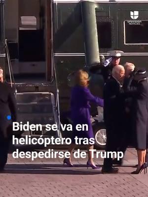 🚁🇺🇸 El momento en el que Joe Biden se van en un helicóptero. El expresidente y su esposa Jill se marcharon a bordo de un helicóptero militar desde los terrenos del Capitolio, después de que el mandatario Donald Trump jurara su cargo. 👉 Más de la juramentación de Trump en el link de nuestra biografía 🔗. #InaugurationDay #ElRegresoDeTrump #DonaldTrump #WashingtonDC #UnivisionNoticias #Uninoticias #Trump #InaugurationDay #ElRegresoDeTrump #DonaldTrump #Trump #Biden #JoeBiden #Melania #MelaniaTrump #Jill #JillBiden #WashingtonDC #UnivisionNoticias #Uninoticias 