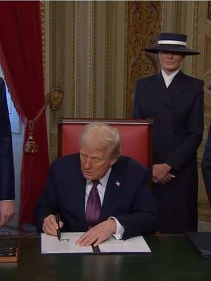 President Trump on Monday signed his first documents as the nation’s 47th president, ranging from nominations to executive actions.   He is expected to sign more executive orders later in the day before supporters at Capital One Arena.   Watch more at c-span.org #potus #trump #inauguration #cspan 