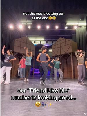 **we own the grant rights to this music** I KNOW THE MUSIC IS LOUD beofre I get any comments😭 Our “Friend Like Me” number is starting to look so good…🤩🧞✨ Can’t wait to see it with costumes and more elements!! - - - - - - #fyp #trending #aladdin #broadway #choreography #viralvideo #foryoupage #theatre #choreographer #theatrekid #dancing #mammamia 