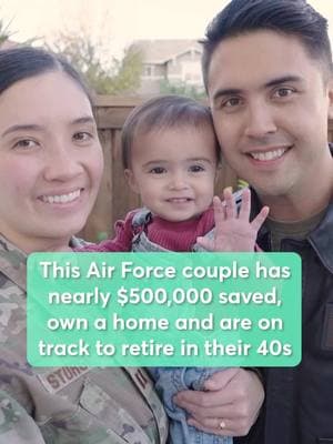 At just 30 and 27 years old, Quinn and Brittney Sturgis, a #married couple serving in the Air Force, are on track to #retire in their early 40s — if they choose to. “We’re not necessarily focused on trying to hit a certain number by a certain age to completely retire,” says Quinn, an #AirForce pilot. But financial independence “is a major goal of ours — to be able to not work if we don’t have to.” Both officers are stationed at Travis Air Force Base in Fairfield, California, earning just over $263,000 in combined #salary and paid #military benefits. Roughly a quarter of their #income is automatically stashed in #investment accounts. Find more of their story at the #linkinbio #CNBCMakeIt