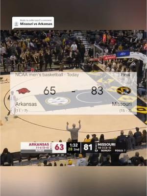 Replying to @collin.lyon3 Caleb Grill with the exclamation point as Mizzou takes down Arkansas!🔥 (via:@ESPN) #mizzouhoops #missouribasketball #missouritigers #collegebasketball #collegehoops