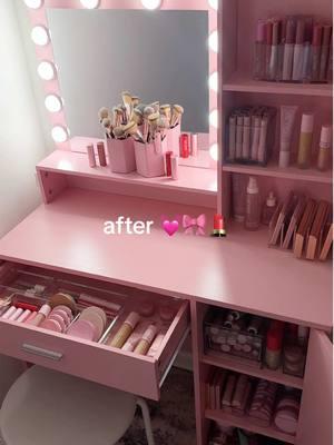 My new pink vanity 💓 #pinkvanity #cutepinkvanity #girlyvanity #affordablevanity #lightupvanity #vanity 