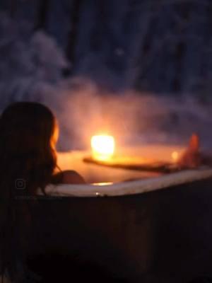 Celebrating a winter storm in the forest hottub 🌲🛀🌲 #forestbathing #woodburninghottub #grounding