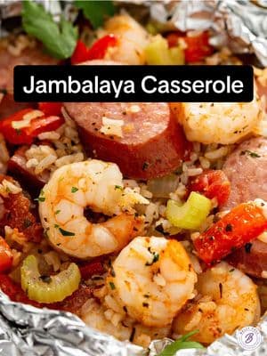 This quick and easy Jambalaya Casserole recipe is a flavorful and filling meal all made in one dish with minimal effort. Great for meal prep and busy weeknights with very little clean-up! #jambalaya #casserolerecipe #EasyRecipes 