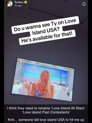 Do u wanna see Ty on Love Island USA? He’s available for that! #LoveIsland #loveislanduk #LoveIslandallstars #tyriqueloveisland #loveislandusa 