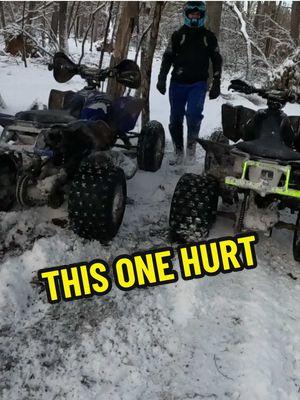 This one hurt 😬😬😬 Snow ride with @Marc delano  luckily this was at the end of the ride fun day still. #yamaha #yfz450r #crashed #proffesional #rider #closedcourse #snow #riding 