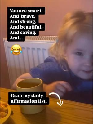 😂 just a wee bit 😂 If you do affirmations daily, give this a ❤️ drop your favorite in the comments ⬇️ Why are daily affirmations important? Your thoughts shape your reality. Daily affirmations aren’t just words—they’re a way to rewire your mindset and unlock your best self. They can be a powerful tool to boost confidence, embrace change, stay positive, and find motivation. Want to borrow my list of 20 daily affirmations? Drop LIST ⬇️ and I’ll shoot it right over ❤️ Let’s be friends!  Follow @jennybottcombs for all things wellness, fitness, & positivity. #momswhohustle #healthcoach #highvibetribe #womensupportingwomen #momsover40 #fitmoms #wellnessjourney #weightlosshelp #fitnesstips #positivevibesonly #networkmarketingmom #socialsellingtips #incomestreams #earnfromhome #workfromwifi #laptoplife #mlmsuccess #makemoneyonlinenow