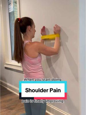 Try this exercise to improve shoulder strength and mobility and decrease shoulder pain! #shoulderpain #shoulderpainrelief #shoulderpainexercises 