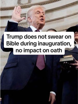 U.S. President Donald Trump took his oath of office with his right hand raised, but without his left hand on two Bibles that his wife Melania held as she stood by his side. The apparent oversight has little practical impact, academics say, but it roused curiosity online. What an incoming president swears on, whether it is a Bible or a historical document or nothing at all is not relevant to them assuming power, said Jeremi Suri, a University of Texas, Austin history professor and presidential scholar. #DonaldTrump #Inauguration #Bible #UnitedStates #News #reuters