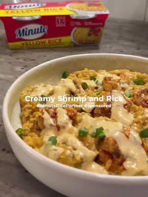 Creamy, dreamy, and oh-so-easy! 😋 @itsdayswithdae's Creamy Shrimp and Rice dish with Minute's Yellow Rice Cups is comfort food at its finest. Ready in minutes and bursting with rich, savory flavors, this is one recipe you’ll keep coming back to! Full recipe below ⬇️ #whatsyourflavorite #minuterice #easydinner Ingredients 2 Minute Yellow Rice Cups 1/2 lb large white shrimp 1/3 cup chopped shallot 1 tbsp fresh minced garlic 11/3 cups heavy cream 1/4 cup grated Parmesan Green onions for garnish (optional) Shrimp Seasonings: 1/2 tbsp seafood seasoning, 1 tsp black pepper, 1/2 tbsp garlic powder, 1 tsp chili flakes, 1 tsp dried parsley Sauce Seasonings: 1 tsp salt, 1 tsp black pepper, 1 tsp garlic powder, 1 tsp paprika Instructions 1. Season the shrimp with seafood seasoning, black pepper, garlic powder, chili flakes, ano dried parsley. Drizzle olive oil over the shrimp and toss until evenly coated. 2. In a saucepan over medium heat, lightlydrizzle olive oil. Add the shrimp and cook for 3 minutes on one side, then 2 minutes on the other side. Remove from the pan. 3. Add the shallots and garlic to the pan and sauté for 2 minutes. 4. Pour in the heavy cream and add salt, pepper, garlic powder, paprika, and dried parsley. Bring it to a simmer. After 5 minutes, stir in the grated Parmesan. 5. Heat the two Minute Yellow Rice Cups in the microwave for 90 seconds. Once heated, add the rice and shrimp to the pan and stir until combined. 6. Garnish with green onions and serve.