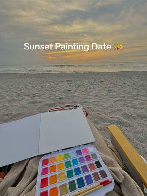 come paint with me at sunset #beachsunset #floridasunsets #winterinflorida #beachpainting 