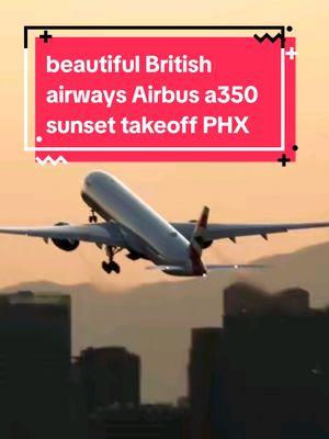 Do you love sunsets like me? Well check this beautiful British Airways Airbus A350 departing Phoenix Sky Harbor. This beautiful plane lifts off runway 26 over downtown and into the gorgeous sunset colored sky. Still one of my favorite captures. Let me know what you think? @british_airways #britishairways #airbusa350 #airbusa350 #airbuslovers #takeoff #sunsetvibes #sunset #arizona #airport #skyharbor #planespotting #avgeek #traveltiktok