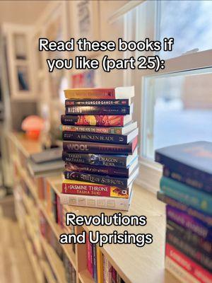 Read these books if you like (part 25): revolutions and uprisings Books featured: 📖 Iron Widow by Xiran Jay Zhao 📖 Wool by Hugh Howey  📖 The Maid and the Crocodile by Jordan Ifueko 📖 Dragon Rider by Taran Matharu 📖 The Hunger Games by Suzanne Collins  📖 A Broken Blade by Melissa Blair 📖 Daughter of No Worlds by Carissa Broadbent  📖 The Jasmine Throne by Tasha Suri 📖 Babel by R.F. Kuang 📖 This Woven Kingdom by Tahereh Mafi  📖  Theif of Sorrows by Kristen M. Long 📖 Rising by Nelle Nikole #bookrecommendations #bookrecs #fantasybooks #rachelskyereads #BookTok #femininerage 