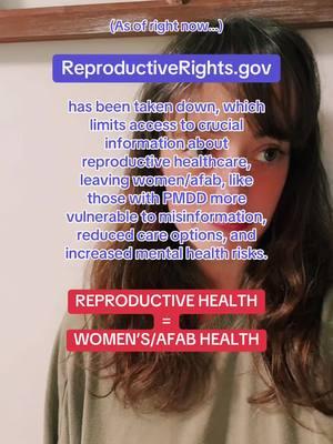 If you’re scared, it’s because this is SCARY. As someone who’s dealt with the nitty gritty of the women’s healthcare system (outside of having babies), this is BAD, but also, exactly what so many said would happen. 😒 PMDDers - always head to IAPMD.org for up-to-date info on PMDD! 💜 #pmdd #pmddawareness #premenstrualdysphoricdisorder #pmddsupport #pmddstruggles #pmddcommunity #womenshealth #afabhealth #reproductiverights #womensrights 