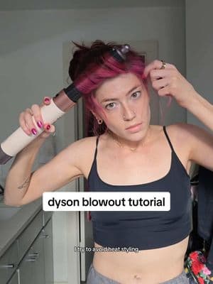 quick at home blowout tutorial 💕 the Dyson airwrap makes my blowout last a week (or more) 💀  #grwmhair #weddinglook #pinkhair #cherryhair #dysonairwrapcurls #dysonblowout #athomeblowout #dysonairwrapblowout 