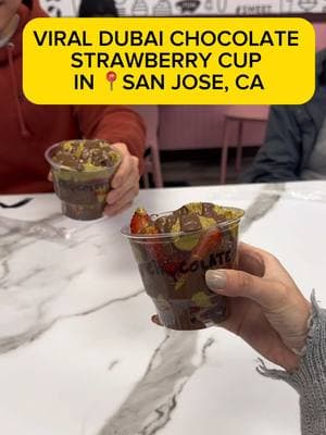 literally got sad when i found the closest dubai strawberry cup was in concord! but @ChocolateBashSJ opened up near me recently and read my mind 😆💖#bayarea #bayareafood #bayareafoodies #dubaichocolate #chocolatestrawberries #dubaichocolatecoveredstrawberries 