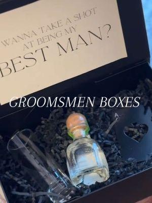 groomsmen boxes ✔️🖤 #groomsmenproposal #groomsmenbox #diybride #bridalparty #2025wedding #DIY #cricutdiy #diybrideinspo 