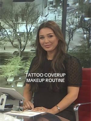 Here’s an updated routine of how I cover up my tattoos for work as a news anchor 📺  Products: •Kryolan TV Paint stick in shade “ELO” •Dermablend loose setting powder •RCMA loose translucent setting powder •Blue Marble SELR Sealer Setting Spray #newsanchor #tattoocoverup #tattoocover #makeuptutorial #tattootok 