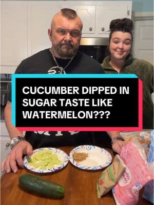 Does  Cucumber dipped in sugar taste like watermelon??? @Julianna Cantrell #fatherdaughterduo #vgnation #manymybreedfewmykind #justshowup #vanillagorilla73 #trueorfalse #doesittastelike #viralvideo 