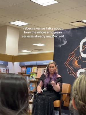 rebecca yarros talks about how the whole empyrean series is already mapped out at the onyx storm midnight release party at the grove #onyxstorm #rebeccayarros #fourthwing #ironflame #BookTok 