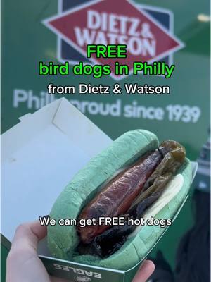 How to get FREE Bird Dogs from Dietz & Watson! #ad the @Philadelphia Eagles are back where they belong and they have partnered with @dietzandwatson to give away FREE Bird Dogs as long as they fly in the playoffs 🦅🌭 ⁉️🙋‍♀️ What’s a “Bird Dog”? Great question- it’s a delicious Jumbo Beef Dietz dog topped with roasted long hots, provolone, and crunchy fried onions, served in an Eagle green bun from Philly legend Amoroso's Baking Company 🥵 Where can I get one for FREE? Follow Dietz & Watson to get on the move as soon as they post up. Go Birds! #BirdDogs #DietzAndWatson #FlyEaglesFly