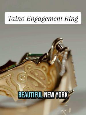 What is Taino? These are the indigenous people of the Caribbean. You’ve probably seen Taino culture before perhaps not recognizing it specifically as Taino. I really knew nothing about the Taino people until I started this project and got to understand a rich, beautiful culture that I’ve never studied before. This is a beautiful, two stone and gator ring with Emerald of diamonds and a unique carving and engraving inside that makes it feel like the traditional artwork of the Taino people. #taino #tainotiktok #customengagementring #jewerytok #tiktokjewelry #puertorican #Dominican #engagementring 