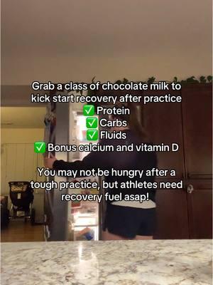 Recovery fuel for athletes is incredibly important! Aim for carbohydrates and protein after practice. if you’re not ready for a full meal, grab a quick snack like chocolate milk before you have your full recovery meal! #highschoolathletenutrition #SportsDietitian #breakfast 