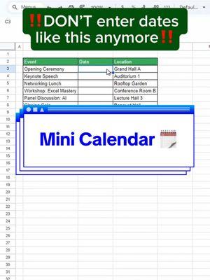 #cheatsheets #googlesheets #mini #calendar 