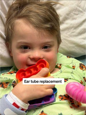 Eddie just went back for his ear surgery- replacement of ear tubes and taking a look at retracted ear drum. Mom more nervous than son of course💜 #braveboy #ent #eartubes 