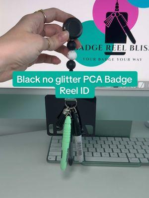 If anyone is wondering what badges look like with no glitter, here is a black PCA badge with no glitter. 😊 Leave a 🖤 if you’d wear this. 😍 #Badgereelbliss #badgereel #black #pca  #custombadge #uniquegift #idbadgecard #cute #obsessed #customorder #hospitalgift #customworkbadge #newproducts #SmallBusiness #emergingbusiness #custombadges 