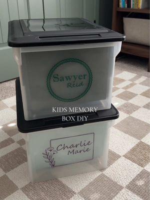 The best way to organize all of the kids memories- an $8 file box! You can order custom decals on Etsy & even order printable questionnaires for them to fill out every year! 🔗 to shop in my B I 0! #kidsartstorage #kidsmemorybox #memorybox #kidsbedroom #kidsinspo #kidsfind #kidsroominspo 