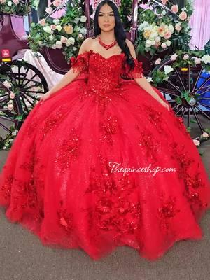 New in store arrival! This boutique exclusive gown will take your breath away with its gorgeous detachable sleeves, long sparkling train, and beautiful bow in the back. Available in Red and Royal Blue. . Ready to fall in love with your dream dress? Schedule an appointment with us at thequinceshop.com or give us a call at: . Quinceaneras and Bridals Boutique  210-913-8315  6151 NW Loop 410 ste 106 San Antonio, TX 78238 . #red #scarlet #quince #quinceañera #xv #misquince #spring25 #Thequinceshop #thatshopwiththecarriage #dress #dresses #ballgown #Texas 