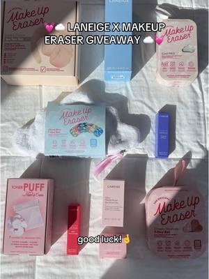 ☁️💗 LANEIGE X MAKEUP ERASER #GIVEAWAY! 💗☁️ Washing your face has never been so easy & hydrating! 2 lucky winners will receive all of these @The Original MakeUp Eraser and Laneige goodies, who needs this?! 🙋‍♀️ HOW TO ENTER: ☁️FOLLOW us on TikTok and @makeuperaser  ☁️LIKE + SAVE this post ☁️COMMENT + tag a friend 💗 BONUS: Repost this post  + like our past 3 posts! * No purchase necessary to enter or win giveaway. Giveaway open to all legal residents of the continental US and DC, who are 18+ years of age. No purchase necessary to enter or win giveaway. Giveaway starts 1/21/25 at 10AM ET and ends 1/27/25 at 11:59PM ET. Entries must be received in that period of time in order to qualify. Two (2) winners will be chosen at random by LANEIGE on 1/28/25 and will be notified by @laneige_us via Tiktok DM within 24 hours. Prize for each winner consists of package from MakeUp Eraser and package from Laneige (Total ARV $228). Prize will be mailed to giveaway winners within one (1) month timeframe unless specified by brand. Giveaway is in no way sponsored or endorsed by Tiktok and is subject to official rules at http://bit.ly/2Xjowmr #makeuperaser #cleansing #facewash #cleanser #lipcare #kbeauty #koreanskincare #laneige 