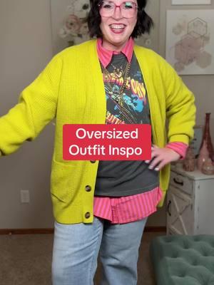 Who says you can’t mix all the fun? 🎨 Today’s outfit: chartreuse cardigan + neon pink & orange stripes + a Taylor Swift-inspired tee = colorful chaos, but make it chic! 🌈✨ #FashionOver40 #ColorfulStyle #LayeredLooks #OOTD @girl tribe co. @Free People #whosafraidoflittleoldme 