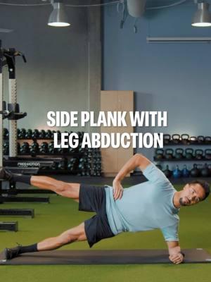 Try out the Side Plank with Leg Abduction to add strength and mobility to your Side Planks! > Perform the same setup as the BOSU Ball Side Plank except place bottom elbow on the ground, directly under your shoulder > Extend the top arm toward the ceiling (optional) > Lift your top leg vertically toward the ceiling, keeping the hips steady > Lower the leg with control or hold it in position for an extra challenge Benefits: > Adds strength to the hip abductors, particularly the gluteus medius, improving hip strength and stability Form Tips: > Keep hips elevated > Ensure controlled leg movement without swinging or compensating by dipping or rotating the hips Tag someone who needs this variation! #foryou #foryoupage #fypage #fyp #sideplank #sideplanks #sideplankchallenge #sideplankvariation #sideplankpose #GymTok #trainwithme 