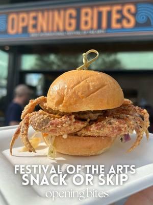 Snack or Skip at Festival of the Arts 🎨🖌️🌐 Opening Bites Booth Eats: SNACK Soft Shell Crab Slider: Green papaya slaw and mango ketchup on toasted brioche (New)  $7.50 (DDP Snack Credit) SNACK Cheddar and Chive Scone: with smoked salmon salad topped with crème fraîche and caviar (New)  $7.50 (DDP Snack Credit) SNACK Enchanted Rose: Milk chocolate rose with raspberry and rose center (New) $6.50 (DDP Snack Credit) #disneyworld #epcot #festivalofthearts #disneysnacks #disneydiningplan #foodreview